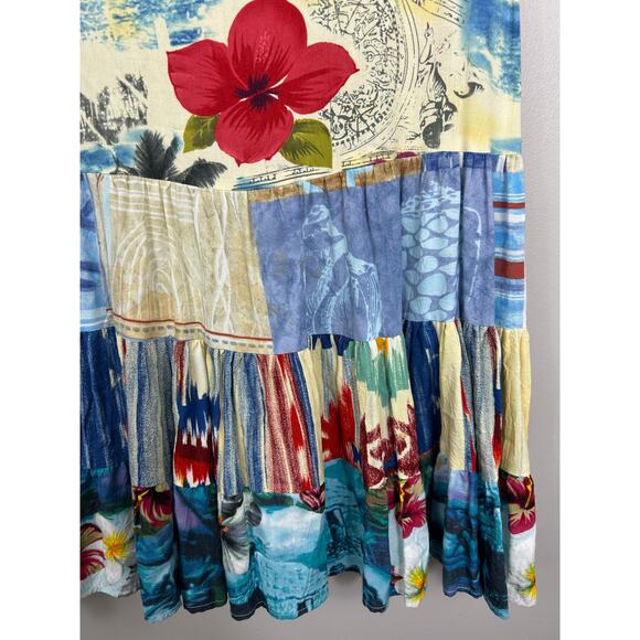 Jams World Hattie Hawaiian Multi Print Tiered Mini Dress XS Tropical - Picture 4 of 7